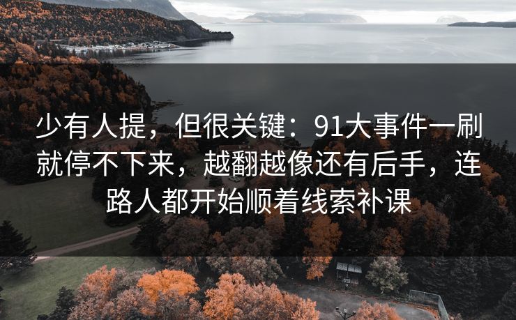 少有人提，但很关键：91大事件一刷就停不下来，越翻越像还有后手，连路人都开始顺着线索补课