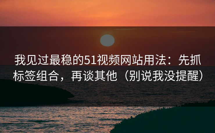 我见过最稳的51视频网站用法：先抓标签组合，再谈其他（别说我没提醒）
